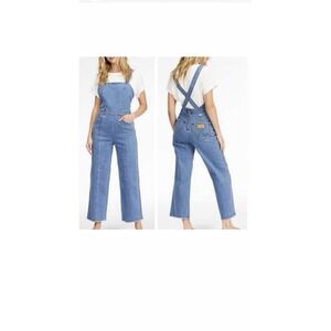 Billabong x Wrangler Western Sun Denim Jean Overalls Size 28 Distressed Cropped